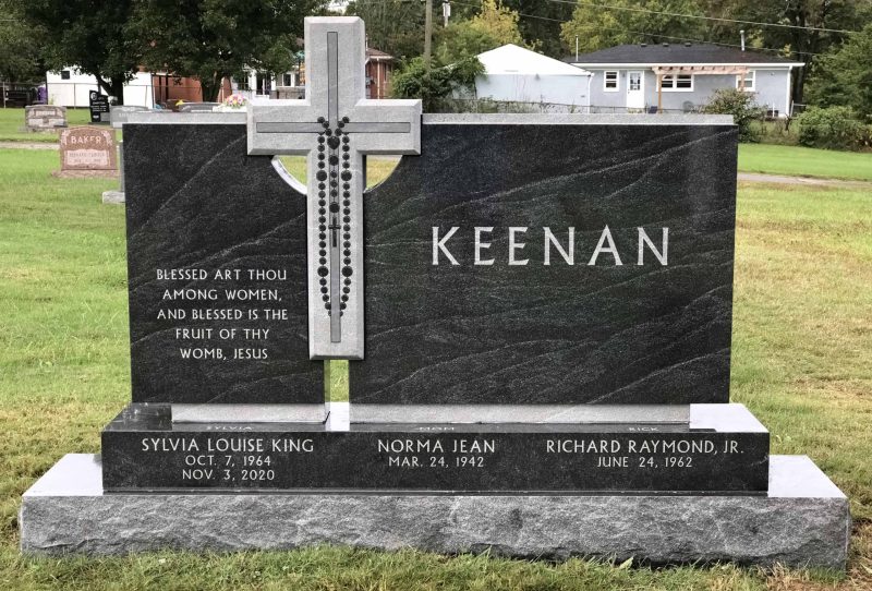 Keenan Three Person Headstone with Beautiful Cross Shaped Stone Design